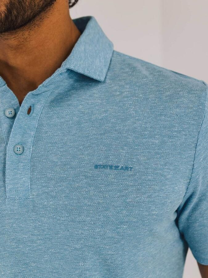 State Of Art T-shirt Poloshirt Piqué Melange Lichtblauw - Foto 4