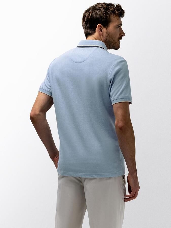 State Of Art Polo Shirt Korte Mouw Poloshirt Tipping Cotton Linen Lichtblauw - Foto 7