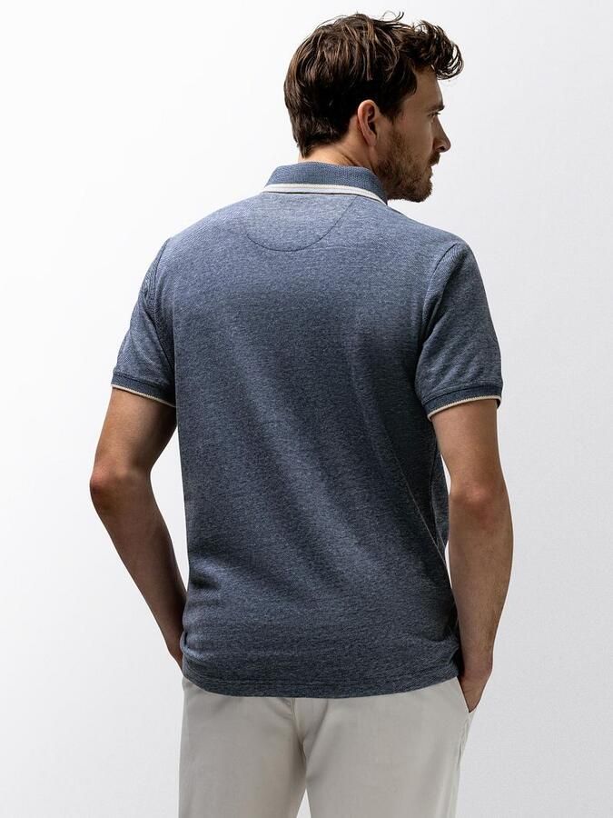 State of Art Poloshirt Tipping Cotton Linen Navy - Foto 2