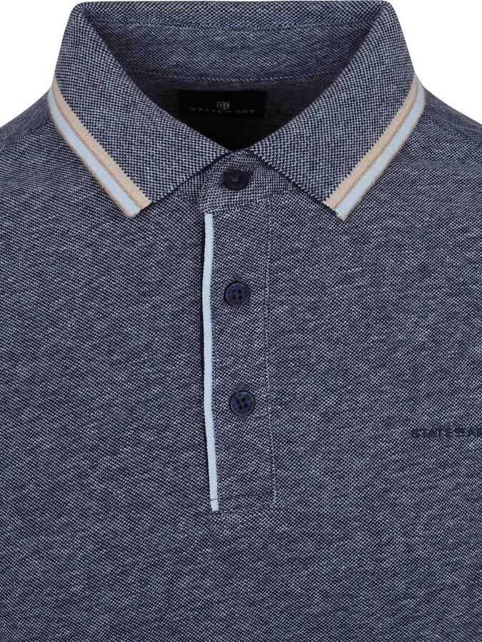 State of Art Poloshirt Tipping Cotton Linen Navy - Foto 3