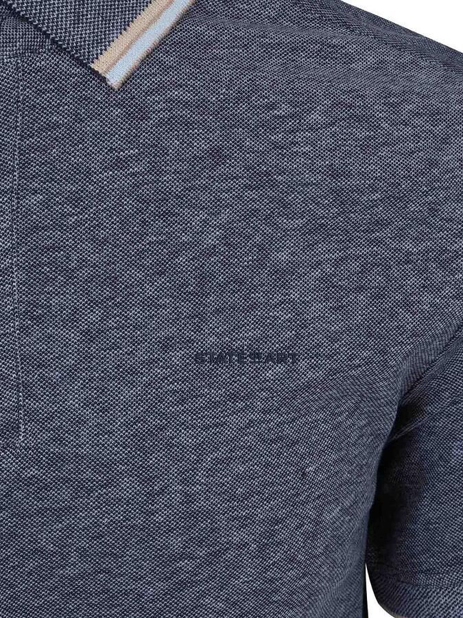 State of Art Poloshirt Tipping Cotton Linen Navy - Foto 4