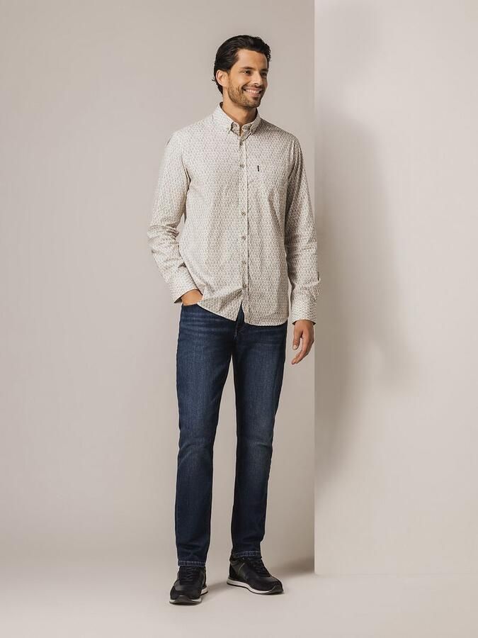 State of Art Shirt Poplin Print Beige - Foto 2