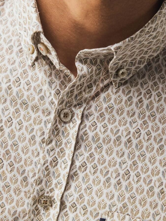 State of Art Shirt Poplin Print Beige - Foto 4
