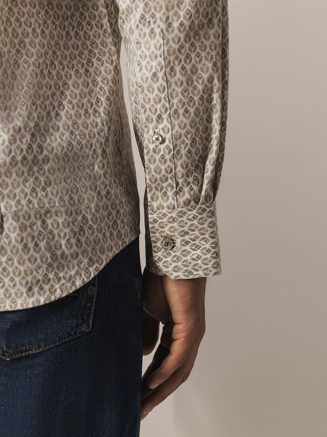 State of Art Shirt Poplin Print Beige - Foto 5