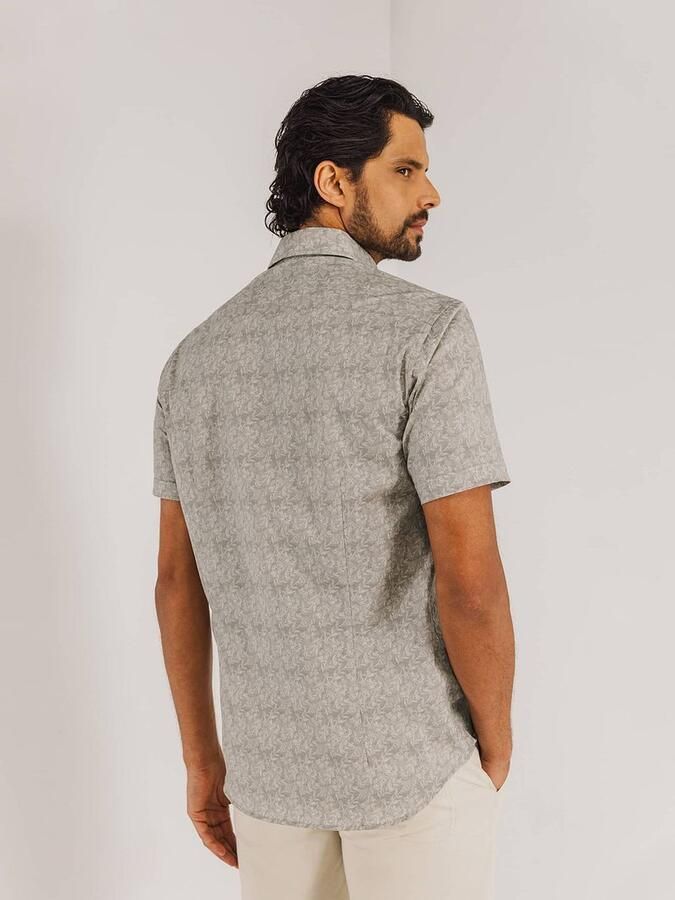 State Of Art Overhemd Lange Mouw Short Sleeve Overhemd Leafs Beige - Foto 2