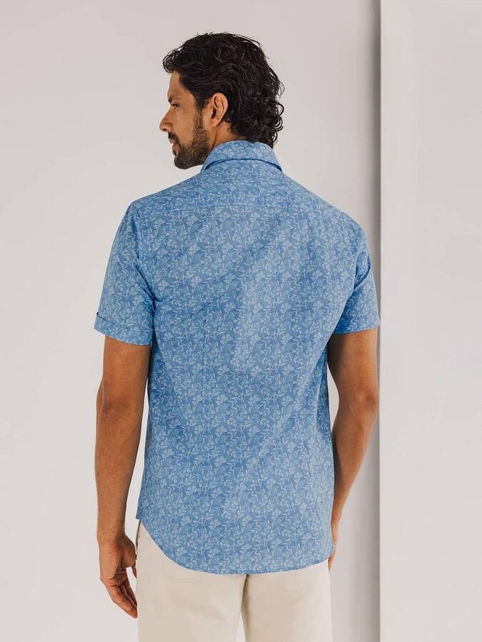 State Of Art Overhemd Lange Mouw Short Sleeve Overhemd Leafs Blauw - Foto 2