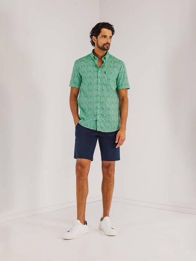 State Of Art Overhemd Lange Mouw Short Sleeve Overhemd Leafs Groen - Foto 2