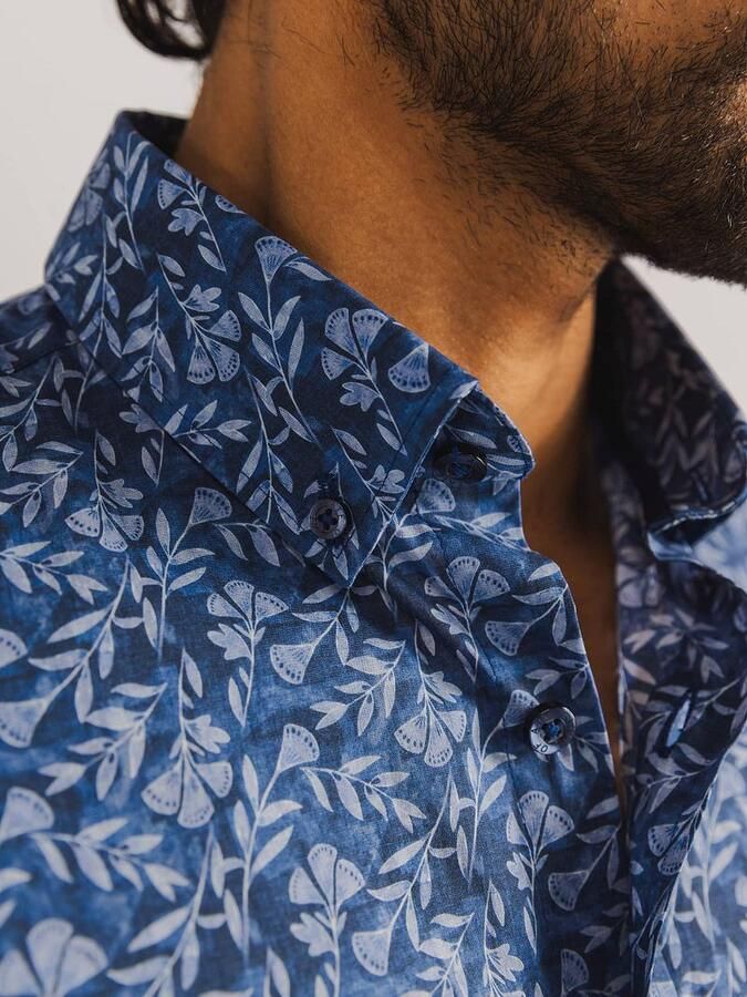 State Of Art Overhemd Lange Mouw Short Sleeve Overhemd Leafs Navy - Foto 3