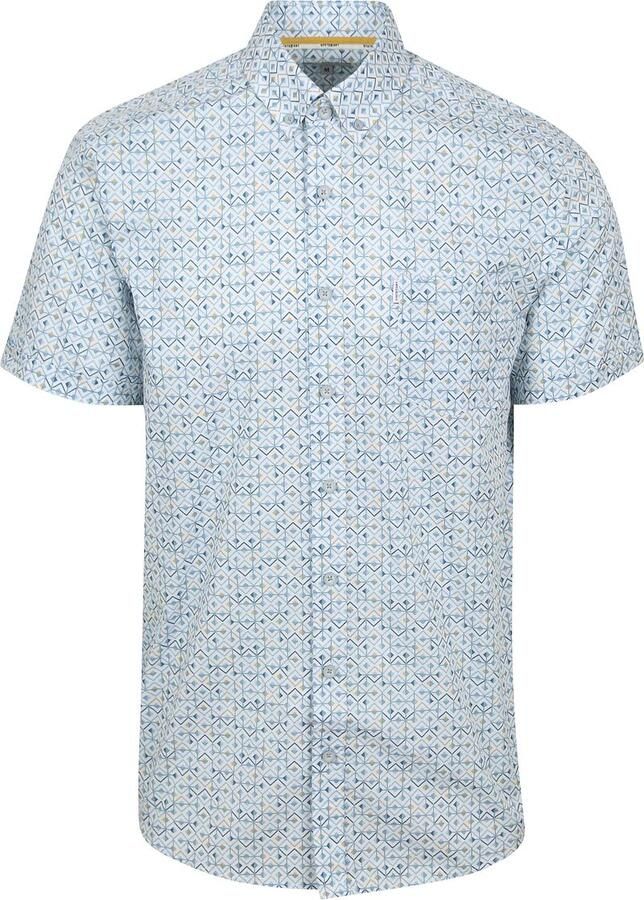 State Of Art Overhemd Lange Mouw Short Sleeve Overhemd Print Lichtblauw - Foto 3