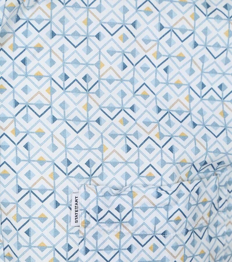 State Of Art Overhemd Lange Mouw Short Sleeve Overhemd Print Lichtblauw