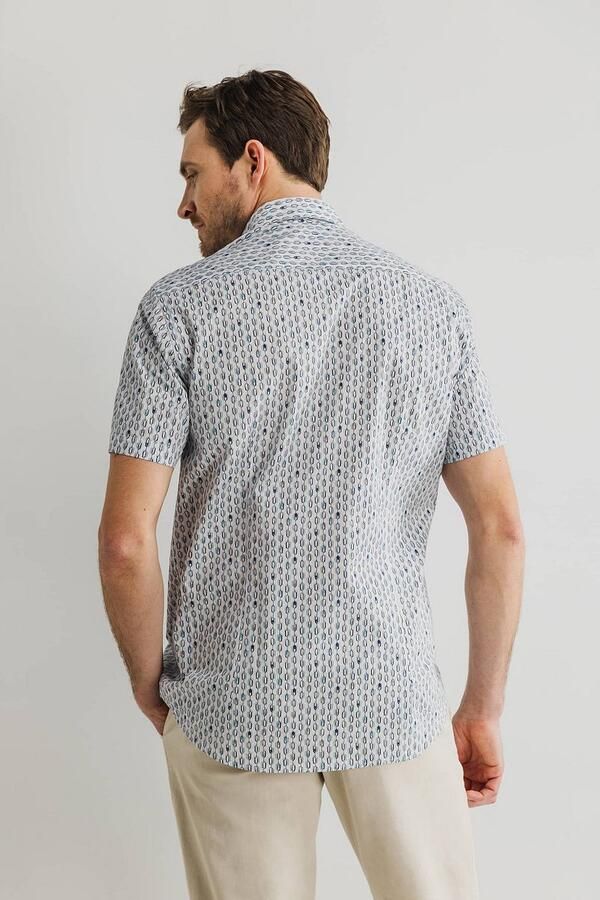 State Of Art Overhemd Korte Mouw Short Sleeve Overhemd Print Popli