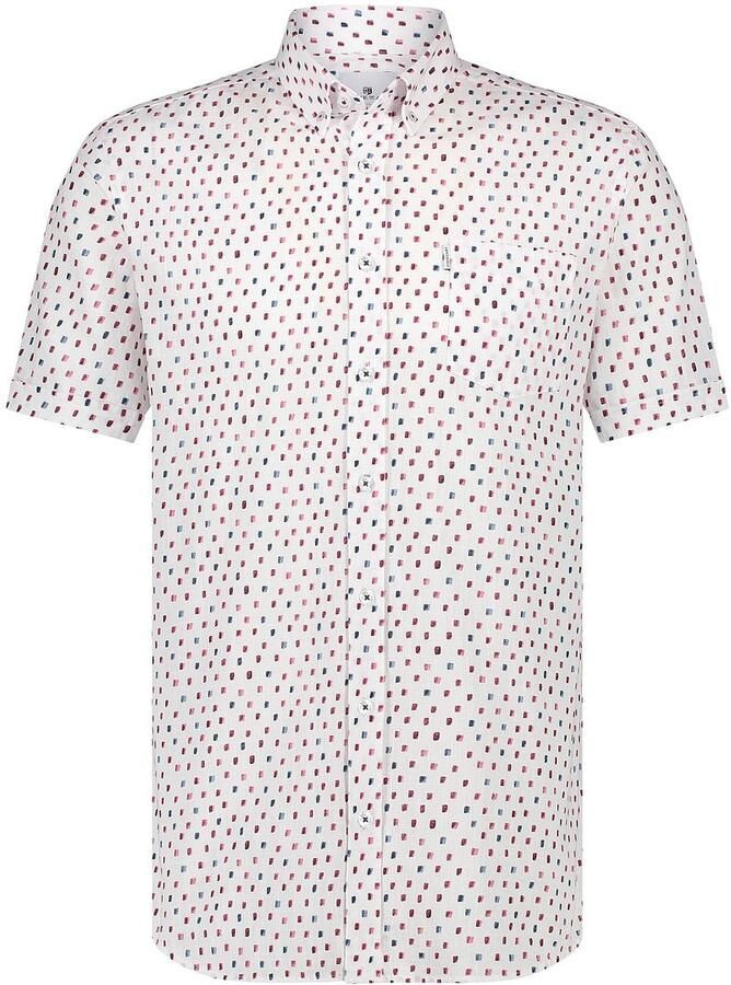 State of Art regular fit overhemd met all over print wit kersenrood