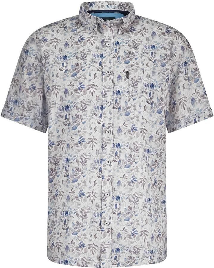 State Of Art Overhemd Lange Mouw Short Sleeve Poplin Overhemd Beige Blauw - Foto 7
