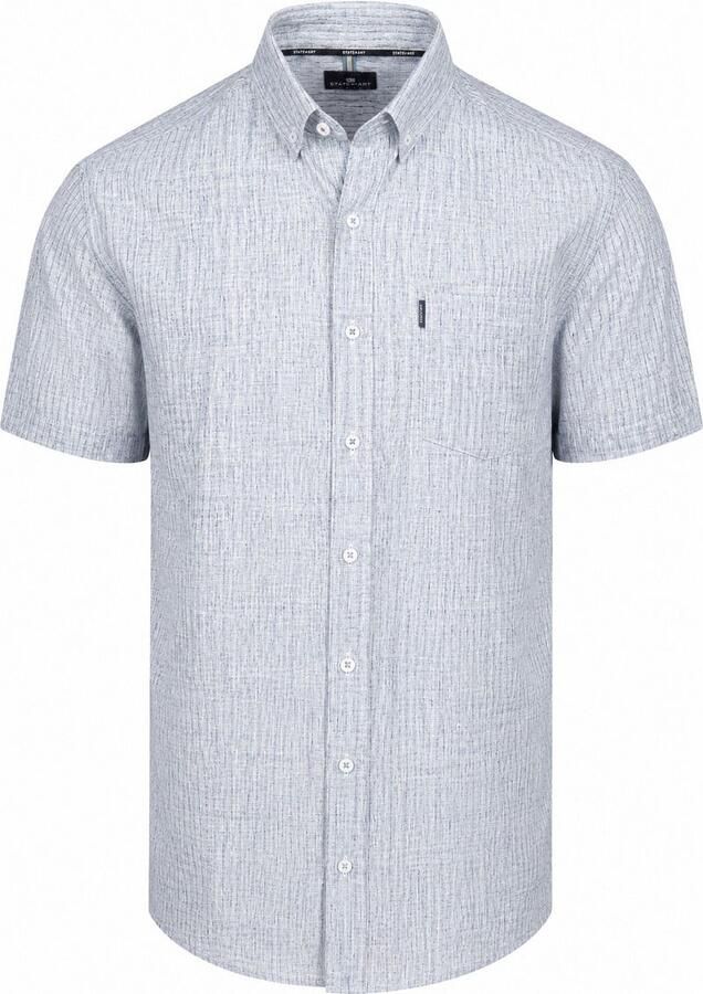 State of Art Short Sleeve Shirt Faux Stripe Blauw