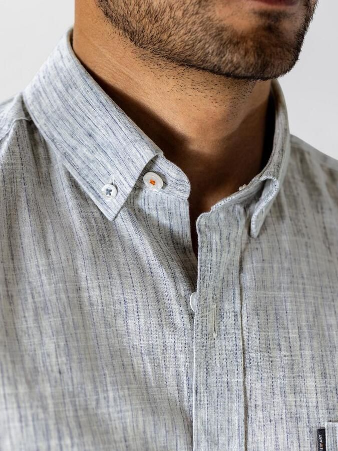 State of Art Short Sleeve Shirt Faux Stripe Blauw - Foto 2