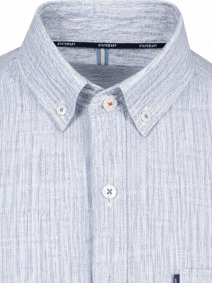 State of Art Short Sleeve Shirt Faux Stripe Blauw - Foto 5