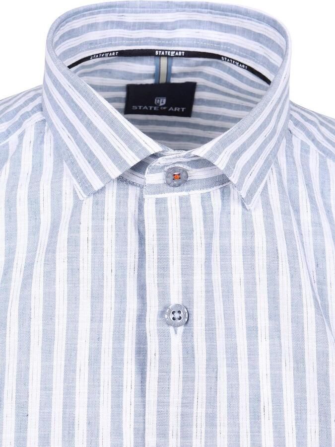 State Of Art Overhemd Korte Mouw Short Sleeve Shirt Stripe Blauw - Foto 8