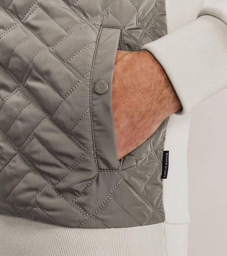 State of Art Effen Sweat Cardigan Vest Beige Heren - Foto 3