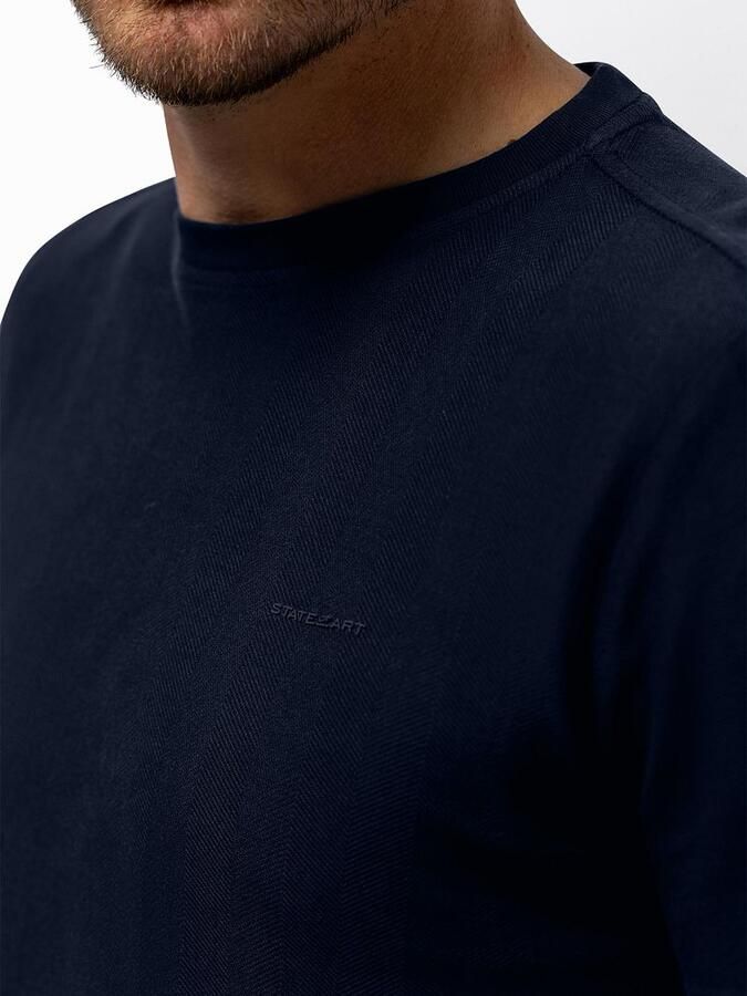 State Of Art T-shirt Korte Mouw T-shirt Herringbone Donkerblauw - Foto 4