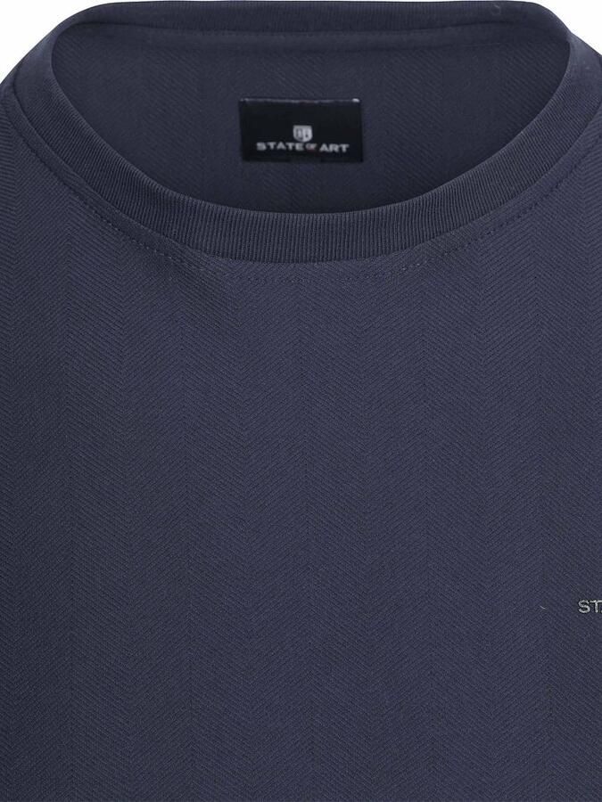 State Of Art T-shirt Korte Mouw T-shirt Herringbone Donkerblauw - Foto 7