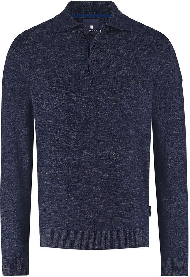 State of Art Trui Polokraag Melange Navy
