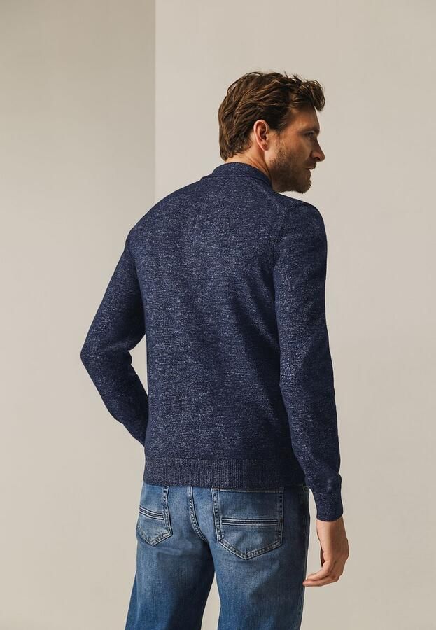 State of Art Trui Polokraag Melange Navy - Foto 3