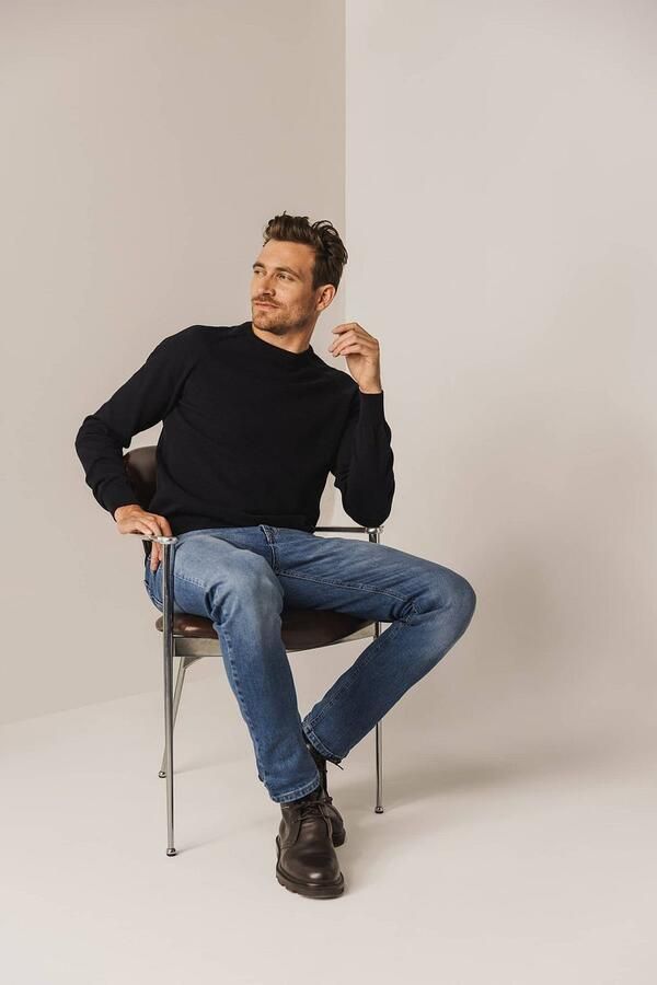 State Of Art Sweater Trui Structure Contrast Navy - Foto 4