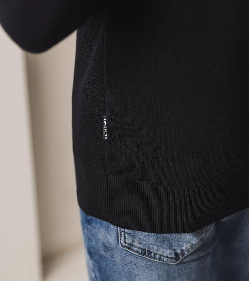 State Of Art Sweater Trui Structure Contrast Navy - Foto 2