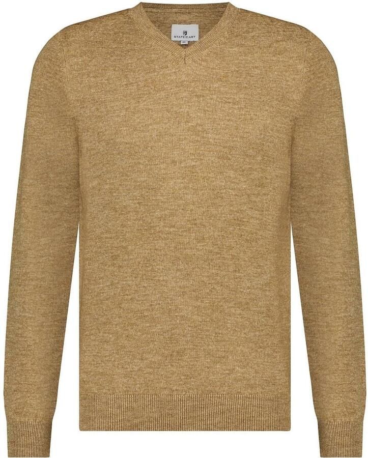 State of Art V-Hals Effen Pullover Beige Heren