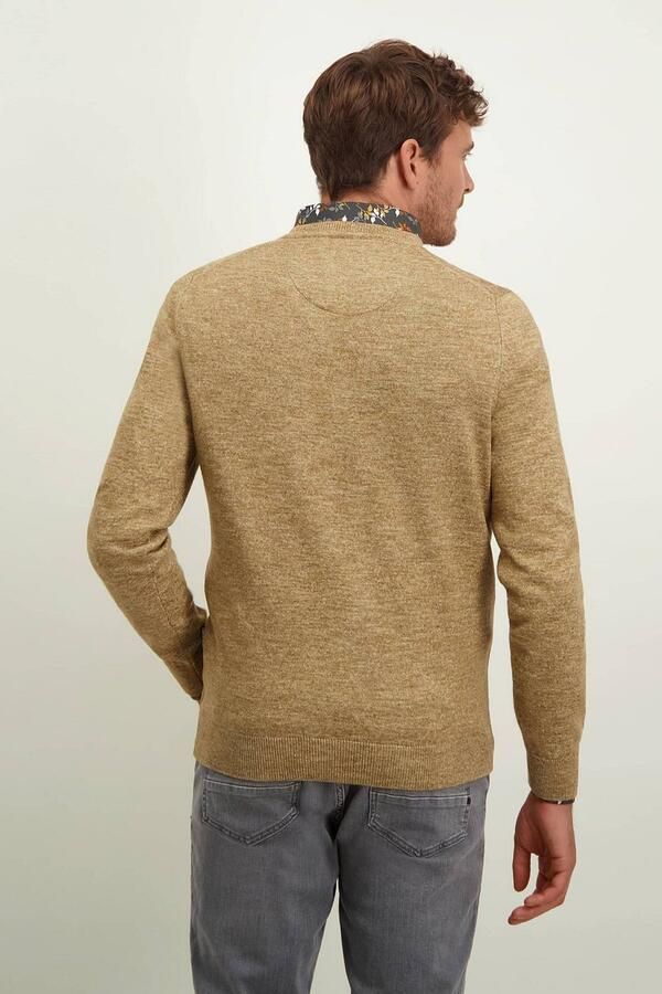 State of Art V-Hals Effen Pullover Beige Heren - Foto 3