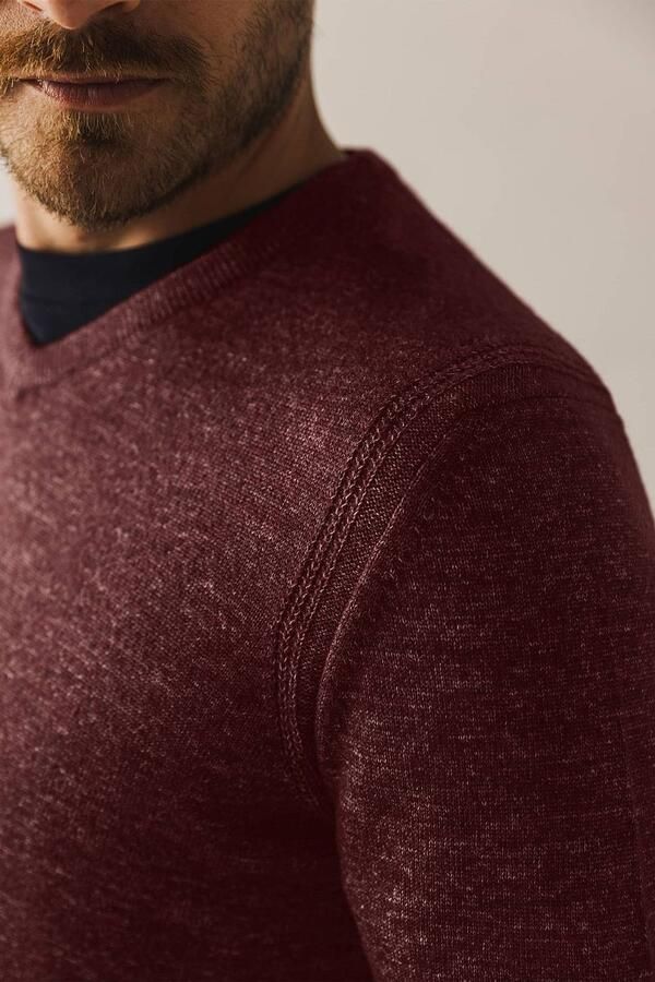 State Of Art Sweater Trui V-Hals Melange Bordeaux - Foto 3