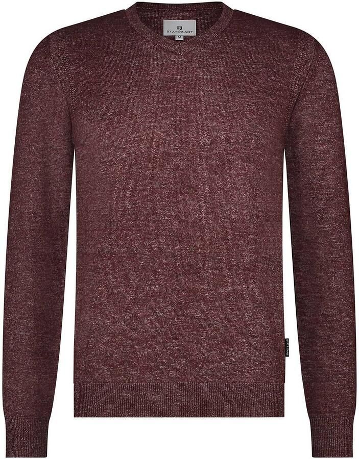 State Of Art Sweater Trui V-Hals Melange Bordeaux