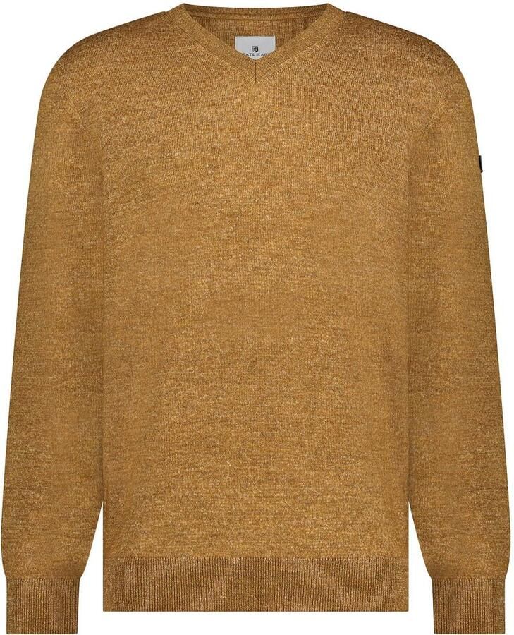 State of Art Kameel V-Hals Trui Wijde Fit Brown Heren