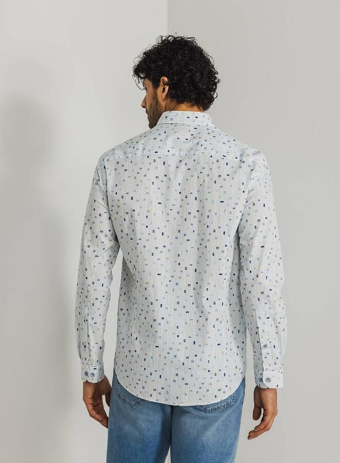 State Of Art Overhemd Lange Mouw Twill Overhemd Print Lichtblauw - Foto 5