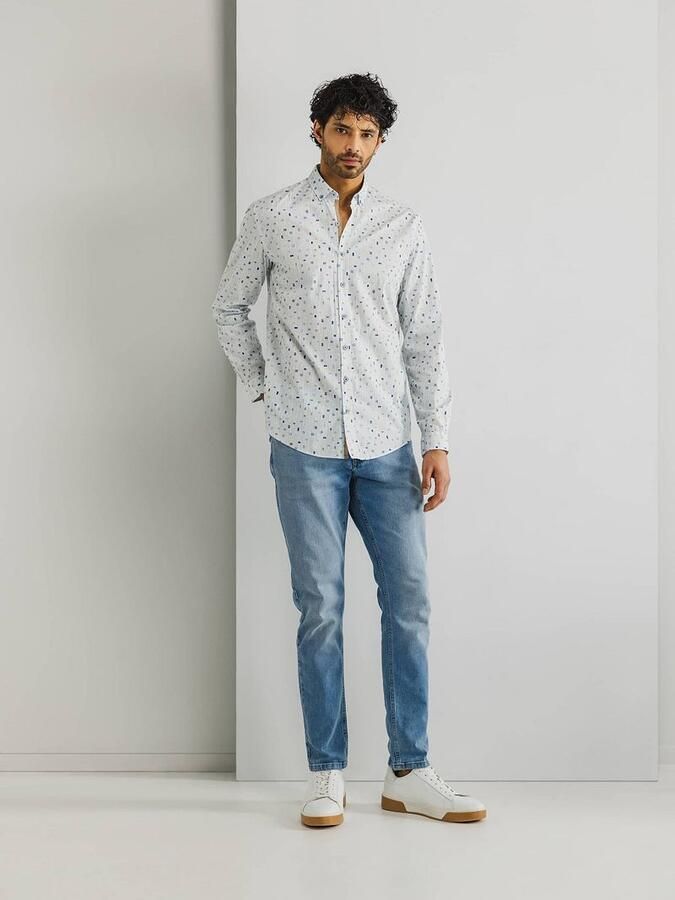 State Of Art Overhemd Lange Mouw Twill Overhemd Print Lichtblauw - Foto 4