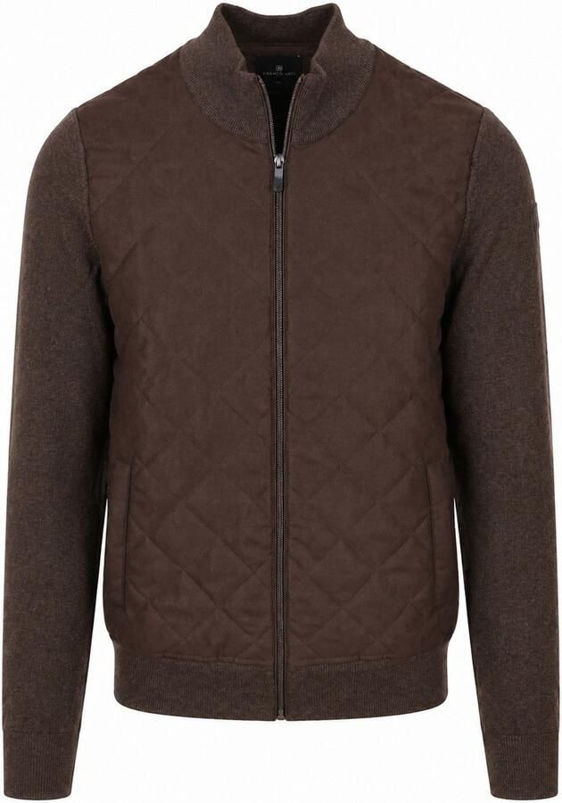 State of Art katoenen gebreid quilted vest donkerbruin - Foto 2