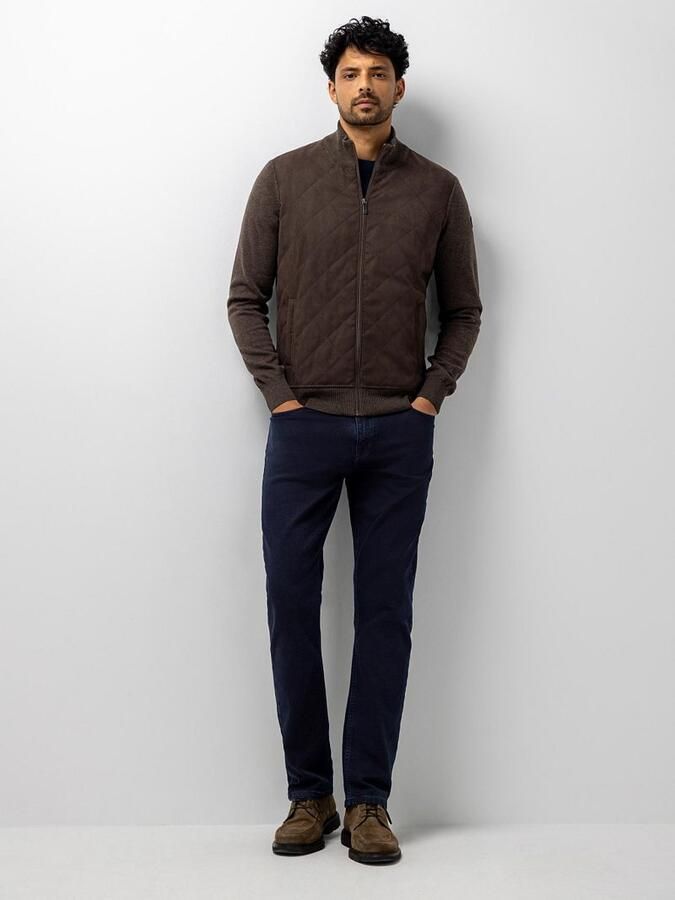 State of Art katoenen gebreid quilted vest donkerbruin - Foto 6