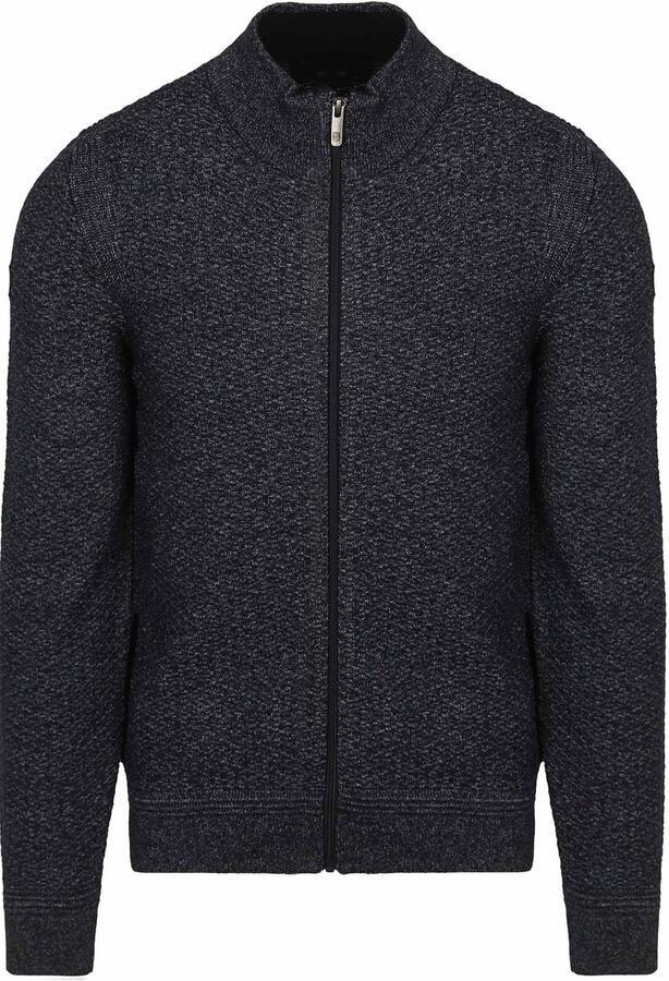 State of Art vest met ingebreid patroon donkerblauw - Foto 4