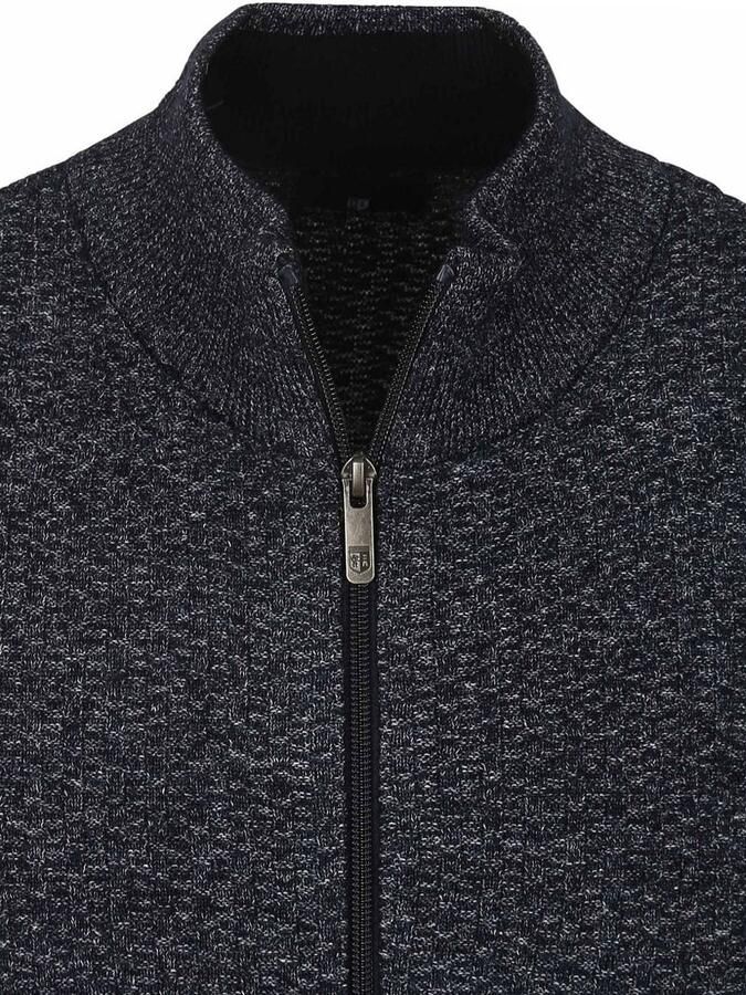 State of Art vest met ingebreid patroon donkerblauw - Foto 4