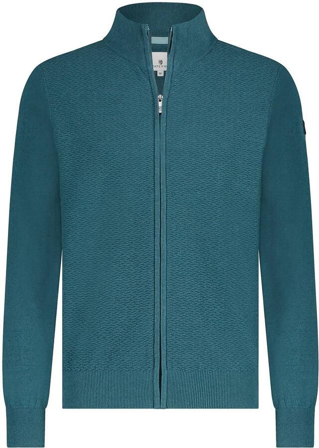 State Of Art Sweater Vest Zip Structuur Petrol Groen - Foto 3