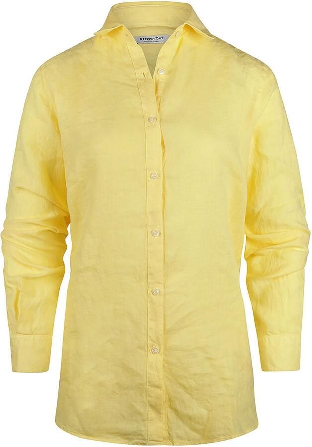 Steppin' Out Blouse Dames Lotte Linnen Lichtgeel