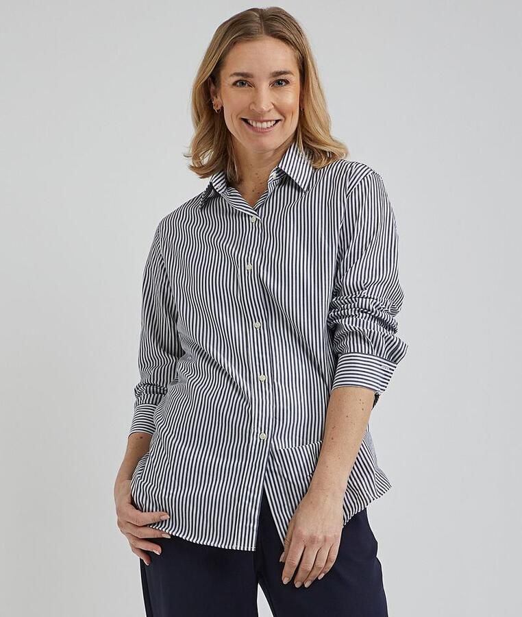 Steppin' Out Blouse Sara Poplin Streep Blauw - Foto 2