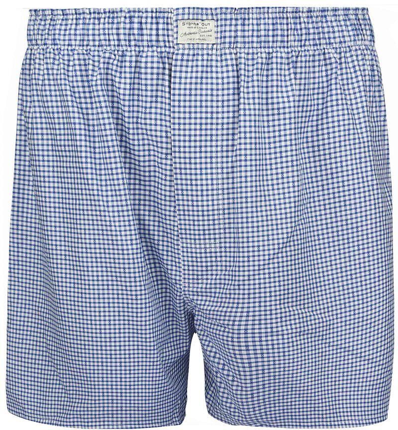Steppin' Out Boxershort Dobby Ruit Blauw
