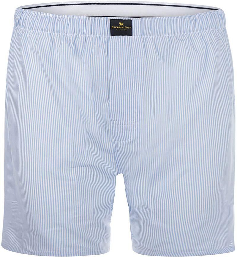 Steppin' Out Boxershort Poplin Gestreept Lichtblauw