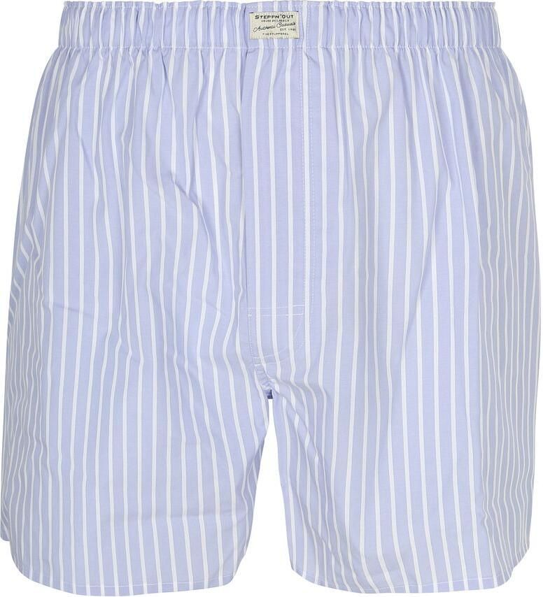 Steppin' Out Boxershort Poplin gestreept Lichtblauw