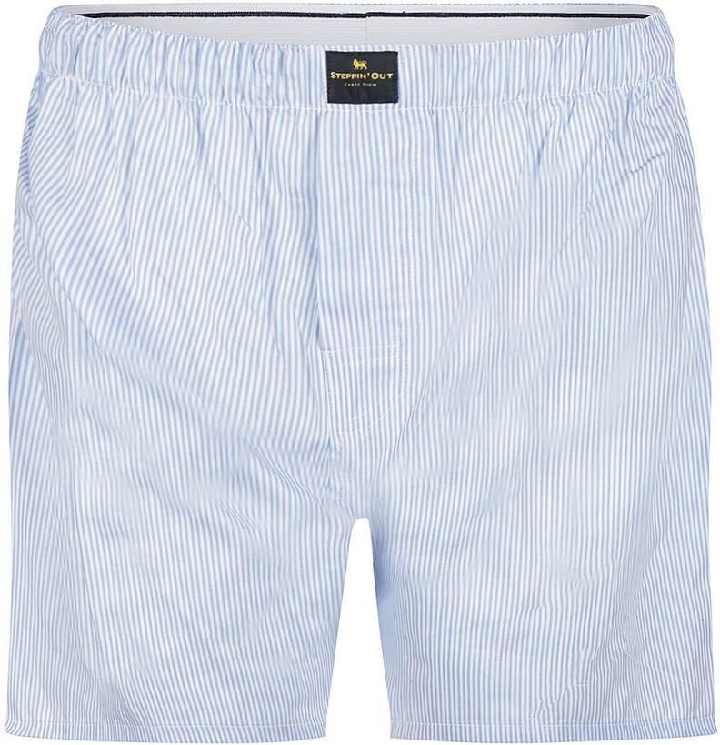 Steppin' Out Boxershort Poplin Streep Lichtblauw