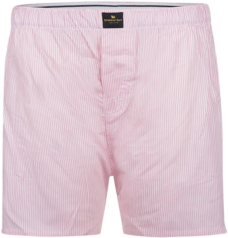 Steppin' Out Boxershort Poplin Streep Lichtroze