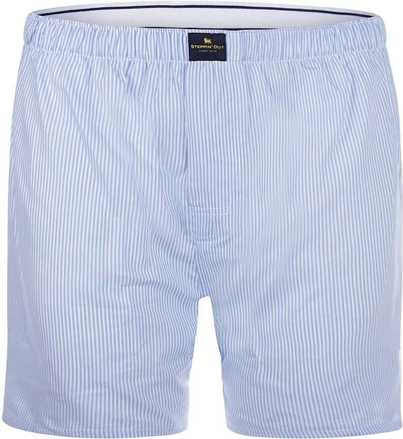 Steppin' Out Boxershort Poplin Strepen Lichtblauw