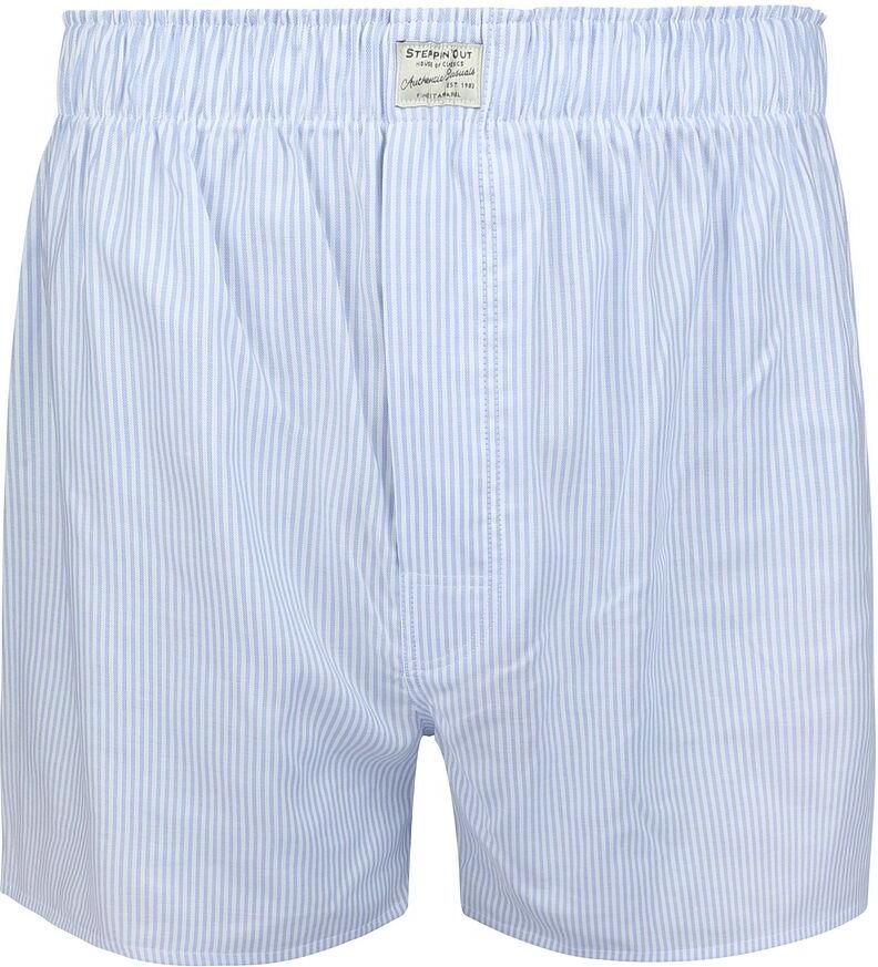 Steppin' Out Boxershort Striped Oxford Blauw