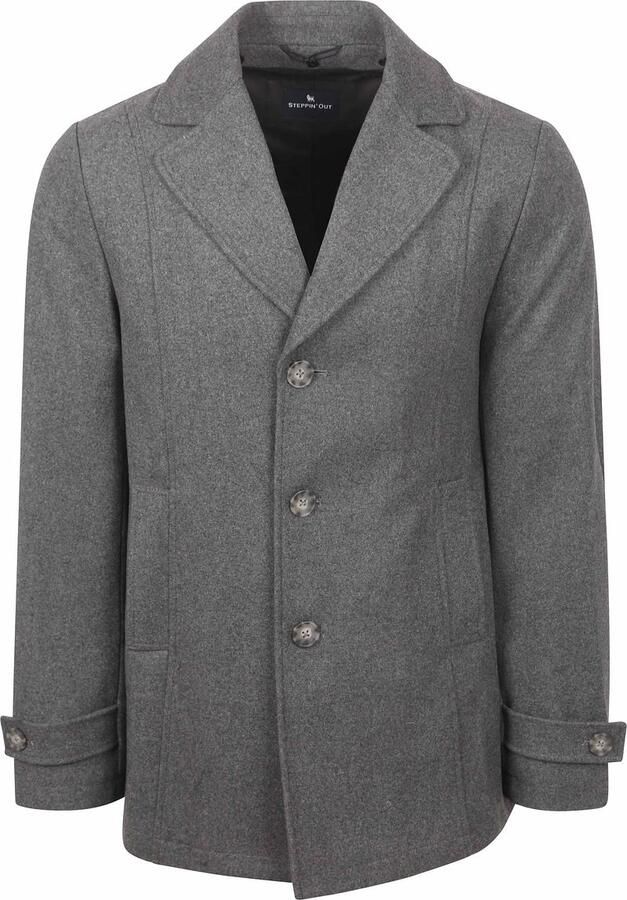Steppin' Out Caban Coat Wol Grijs - Foto 4